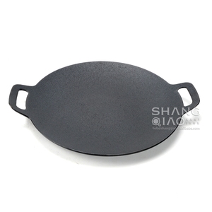 11" 12" 13" 14" Cast Iron Griddle <strong>Pan</strong> with Double Handle Outdoor Pre-seasoned Campfire <strong>Pan</strong> Round Griddle Korean BBQ <strong>Grill</strong> <strong>Pan</strong> - Product Image 1