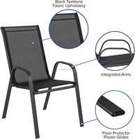 Easy — chaise de meuble d'extérieur, salle à manger en acier noir, avec matériau flexible de confort et cadre métallique
