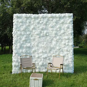 Wedding Decoration Supplies Wholesale Real Touch White 3d 8ft X 8ft Roll Up Flower Wall For Wedding Backdrop