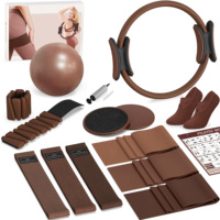 Kit d'équipement de Pilates : Cercle Magique, Tapis de Yoga, Bandes de Résistance, Lestes de Cheville, Kit de Gymnastique à Domicile Portable pour Femme