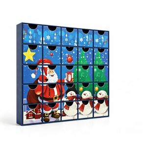 Custom Blue 20 Days Advent <b>Calendar</b> Box with Drawers Rigid Cardboard Santa Puzzle Blind Box Mystery Packaging for Wholesale - Product Image 1