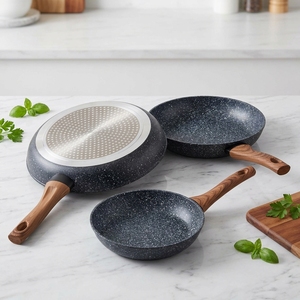 Set di 3 Padelle Antiaderenti in Granito Wellhouse, Adatte al Forno, con Manico in Legno Rimovibile Resistente al Calore - Product Image 5