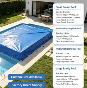 Couverture de <span class=keywords><strong>piscine</strong></span> VECTUS 30 pieds en <span class=keywords><strong>filet</strong></span> anti-feuilles, maille tricotée enduite de PVC, respirante, <span class=keywords><strong>filet</strong></span> de sécurité hivernal, coupe-vent, imperméable pour piscines au sol - Product Image 2