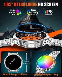 Nouvelle montre connectée K66, appel BT, <span class=keywords><strong>lampe</strong></span> <span class=keywords><strong>torche</strong></span>, écran rond IPS de 1,85 pouce, moniteur de fréquence cardiaque, moniteur de tension artérielle, moniteur d'oxygène, montre multisports - Product Image 3
