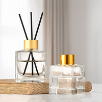 Bouteille diffuseur de parfum en verre à roseaux en gros, emballage vide, carré, huile d'aromathérapie, bouteille diffuseur de roseaux de luxe