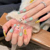 Diseño #2500 Venta al por mayor uñas postizas francesas largas Etiqueta privada 10PCs Gel suave verano Rosa flor Prensa en el diseño de uñas