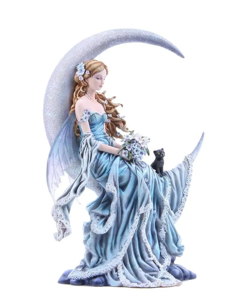 Полирезиновая/декоративная статуэтка Феи из смолы, четырехэлементная Статуэтка Феи в виде небесной Луны, коллекционная фигурка в виде земли, ветра, мороза, огня