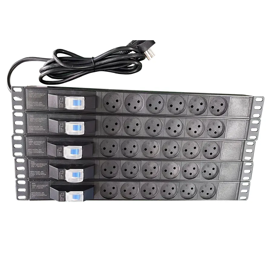 1U 19 אינץ Rack Mount PDU 6 ישראל לשקע חשמל הרצועה עם 1P אוויר לשבור