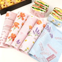 Papier d'emballage pour sandwichs, hamburgers, poulet frit et frites, 30*30cm, qualité alimentaire, résistant à la graisse, avec logo imprimé personnalisé, vente en gros