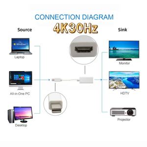 Cable <span class=keywords><strong>Convertidor</strong></span> Mini DisplayPort a HDMI SYONG, <span class=keywords><strong>Convertidor</strong></span> Mini DP Macho a HDMI Hembra 4K30Hz con Audio y Video para PC, Monitor - Product Image 2