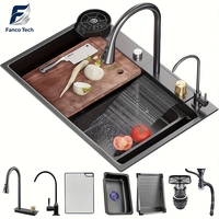 Évier de cuisine multifonctionnel moderne OEM, évier intelligent en acier inoxydable, revêtement PVD noir mat, garantie 5 ans