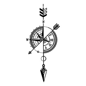 รอยสักชั่วคราวลายเข็มทิศดีไซเนอร์ รอยสักกึ่งถาวร กันน้ำ กันเหงื่อ ติดทนนาน 2 สัปดาห์ รอยสักเหมือนจริงสำหรับแขนและลำตัว - Product Image 6