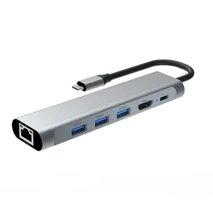 Aluminum USB Hub USB Type C Hub 3 0 Multi Function Adapter 8 in 1 for Macbook Pro Air Ipad Matebook OEM Status Charging Card ABS