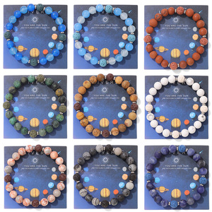 Bracelet élastique perlé en pierre volcanique Cosmic <span class=keywords><strong>Planet</strong></span>, un best-seller pour hommes et femmes - Cadeau unique et tendance - Product Image 2