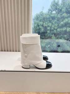 Botines de Mujer de Moda, Dos Tonos, Estilo Vintage, Punta Redonda, Decoración con Botones, Tacón Alto, Impermeables, Transpirables, Térmicos, para Verano - Product Image 3