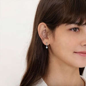 Pendientes de Aro Colgantes con Corazón y Ópalo, Chapados en Oro, para Niñas, Joyería Fina de Plata Esterlina 925, Diseño Delicado y Personalizado - Product Image 5