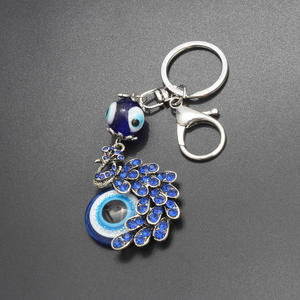 Porte-clés paon en acier inoxydable nouveau modèle avec conception d'oeil du diable en saphir bleu-Porte-clés de mode d'impression numérique - Product Image 2