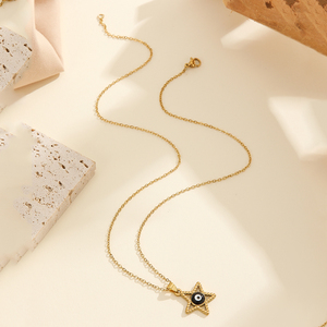 Vente chaude unisexe titane acier collier à la mode oeil <span class=keywords><strong>du</strong></span> <span class=keywords><strong>diable</strong></span> pendentif papillon <span class=keywords><strong>pentagramme</strong></span> vie arbre incrusté pour les fêtes vacances - Product Image 3