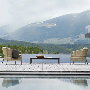 Conjunto de mesa y sillas de patio para exteriores, estilo escandinavo, de aleación de aluminio, impermeable, para villa, hotel, balcón - Product Image 1