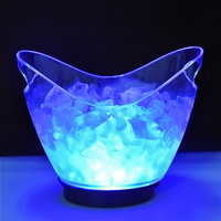 Cadeaux de mariage refroidisseur de bouteilles de vin seau à glace lumineux en plastique support de base en acrylique mini seau à glace à champagne led 2L