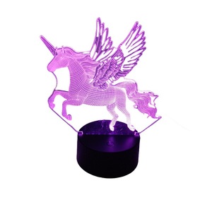 Lampe de nuit LED <span class=keywords><strong>3D</strong></span> <span class=keywords><strong>Licorne</strong></span> en acrylique, colorée, tactile, télécommandée, alimentée par piles, décorative, ambiance créative, cadeau de bureau - Product Image 5