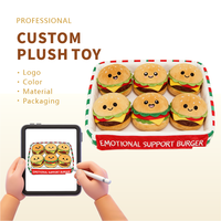 Ensemble de jouets en peluche sur le thème des hamburgers de la série Gourmet, design personnalisé, rembourrage en coton PP, matière douce