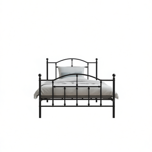 Base de Cama Doble de Acero con Recubrimiento de Polvo Negro, Rectangular, Estilo Industrial, Metálica para Dormitorio - Product Image 1