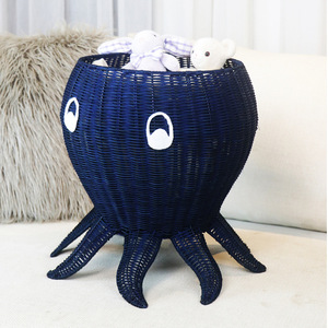 Octopus Shaped Wicker <b>Storage</b> <b>Basket</b> Handmade Decorative <b>Toy</b> Bin For Living Room Stuffed Plush <b>Storage</b> - Product Image 1