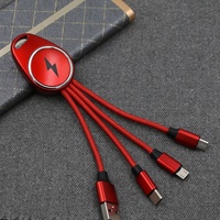 Cable de Carga 3 en 1 con Llavero y Logotipo Luminoso, Regalo Premium de Fábrica |   Gadget Promocional |   Cargador Portátil Universal