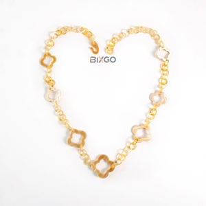 Buffalo Horn Hollow Floral Pattern Link Chain <b>Necklace</b> Trendy Unisex Unique Grain <b>Statement</b> Jewelry Premium Organic Gift - Product Image 6