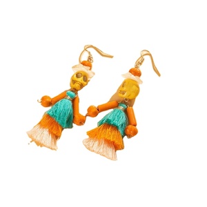 Vintage colorido cráneo borla pendientes FIESTA DE Halloween pendientes joyería - Product Image 1