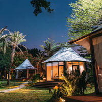 Tente de camping de luxe octogonale pour le désert africain, en toile PVC, pour glamping, safari, hôtel-resort, avec salle de bain, imperméable quatre saisons