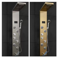 Colonne de douche thermostatique moderne en acier inoxydable avec cascade et pluie, 3 poignées, ensemble de douche pour salle de bain