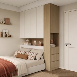 BALOM Modern Japandi Minimalist Bedroom Closet Natural Oak Solid Wood Soft Close Modular Custom OEM Wholesale Hotel - Product Image 1