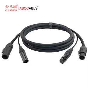 Câble <span class=keywords><strong>hybride</strong></span> combiné PowerCon + <span class=keywords><strong>XLR</strong></span> 3P/5P 2-en-1, alimentation intégrée et combo DMX/Signal/Microphone pour équipement de scène - Product Image 4