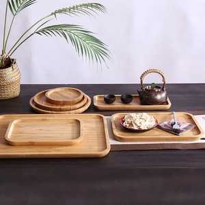 Bamboo Wooden <b>Tray</b> Set Rectangular Round Serving Platter For <b>Tea</b> Food Barbecue Dining Use - Product Image 4