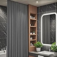Rideau de Douche Imperméable en Faux Lin Texturé sur Mesure CF pour Hôtel et Maison avec 20 Crochets et Attache Magnétique