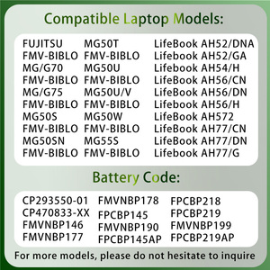 Batteria per Laptop di Alta Qualità FPCBP145 FPCBP325 FPCBP281 FPCBP220 per Fujitsu LifeBook AH52/DNA AH56/CN E782 P701 S710 S751 SH560 - Product Image 2