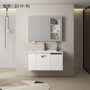 Factory Wholesale Modern Stainless Steel Design Bathroom Cabinet Set Bathroom <strong>Vanity</strong> <strong>Cabine</strong> with Lighting - Product Image 4