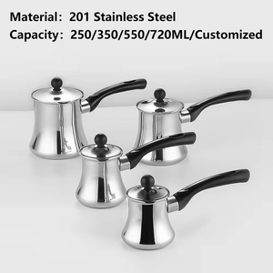 Piccolo ordine all'ingrosso metallo coperchio SS 250 350 540 720 ml capacità in acciaio inox <span class=keywords><strong>caffettiera</strong></span> turca con beccuccio e manico - Product Image 2