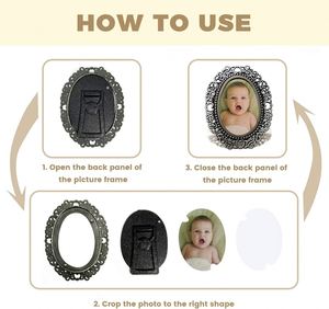 Elegant Desktop <b>Vintage</b> Embossed Photo B2b Wholesale Round Heart Patterned Zinc Alloy <b>Picture</b> <b>Frame</b> - Product Image 3