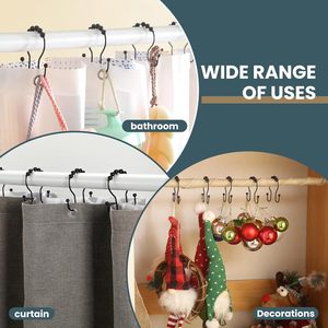 Shower <b>Curtain</b> Hooks Double Sided Stainless Steel Bathroom Metal <b>Rings</b> Rustproof Hangers with Smooth Glide Wheels - Product Image 5