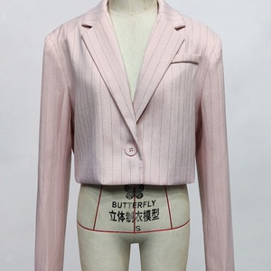 Blazer Corto Casual Personalizado OEM/ODM, Nuevo, Color Sólido con Rayas Finas - Product Image 4