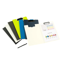 Portapapeles Plegable 360 ° Carpeta con Clip, Portapapeles de Plástico con Clip Doble de Perfil Bajo, Carpeta de Almacenamiento con Clip