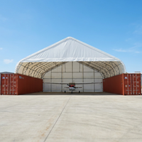 Abri Conteneur à Double Treillis Certifié CE 65x40 pieds, Structure Galvanisée à Chaud, Résistance au Vent 140 km/h, Auvent d'Entrepôt en PVC, Taille Personnalisée