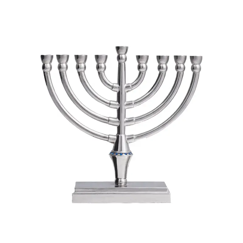 Candélabre de style européen Ornement religieux en métal 9 têtes Kerzenhalter Menorahs Hanukkah rétro