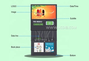 Pantalla Digital Publicitaria de 21.5 Pulgadas con Soporte de Pie, Android, WIFI, CMS en la Nube, Cargador de Teléfono, con Compartimento para Periódicos - Product Image 4
