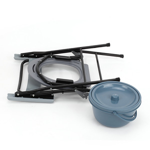 Chaise de toilette pliante pour personnes âgées, commode portable avec siège et seau, utilisation hospitalière, design pliable - Product Image 4