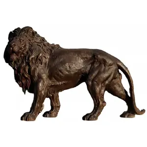 Большой открытый сад декоративная бронзовая скульптура льва статуя животных