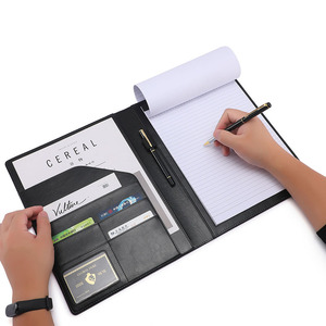 Business Padfolio Organizer <strong>Folder</strong> A4 PU Leather Portfolio Custom Embossed Logo Document <strong>File</strong> <strong>Holder</strong> With Notebook